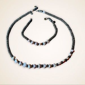 Sterling Silver necklace and bracelet with light pink freshwater pearls